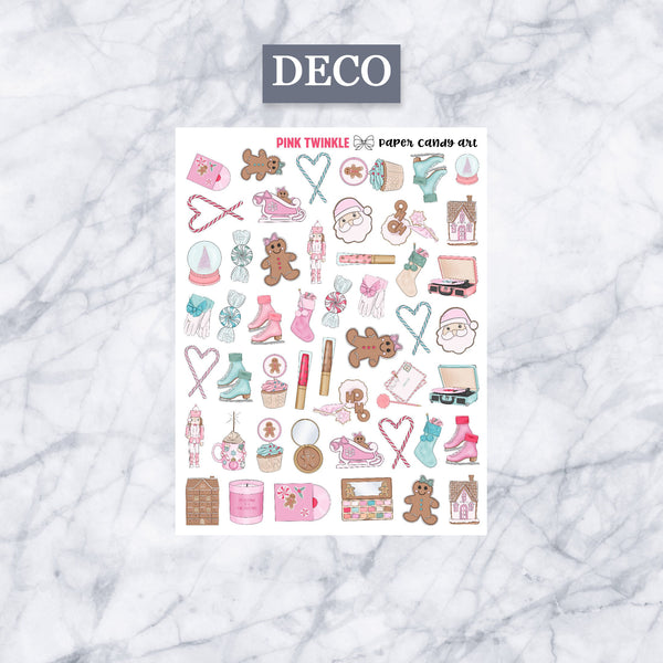 ADD-ONS Pink Twinkle // Planner Stickers // double box, glitter headers, full boxes, deco, fashion girls