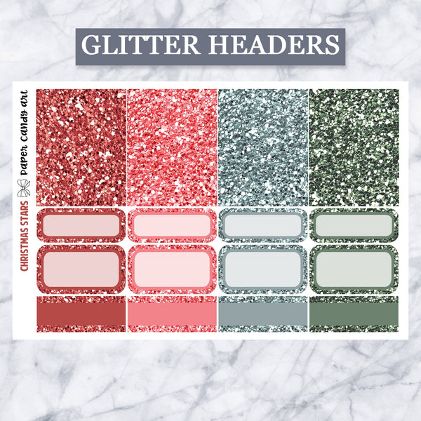 ADD-ONS Christmas Stars // Planner Stickers // double box, glitter headers, full boxes, deco, fashion girls