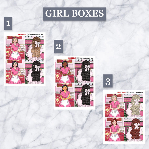 ADD-ONS Jingle Dolls // Planner Stickers // double box, glitter headers, full boxes, deco, fashion girls