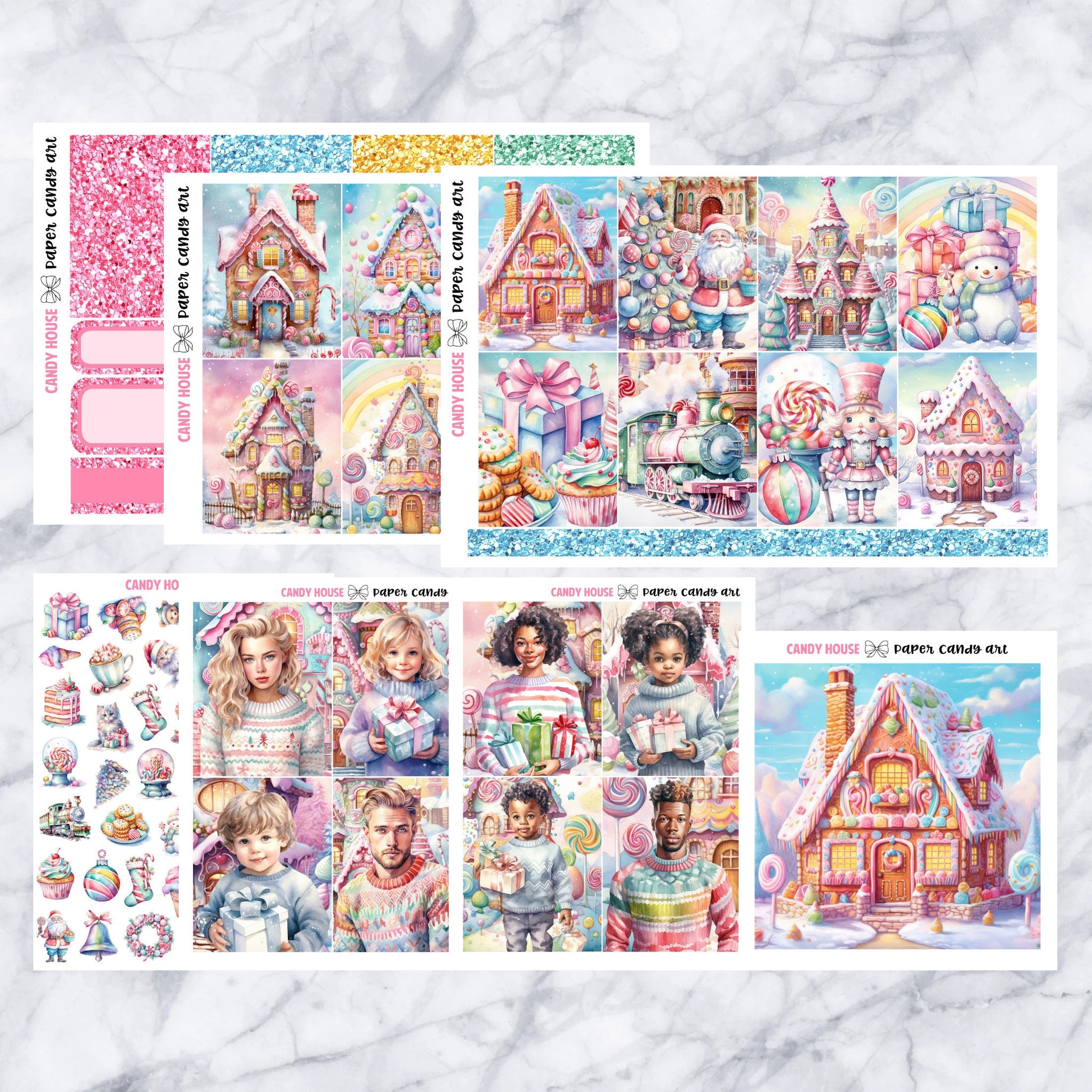 ADD-ONS Candy House // Planner Stickers // double box, glitter headers, full boxes, deco, fashion girls