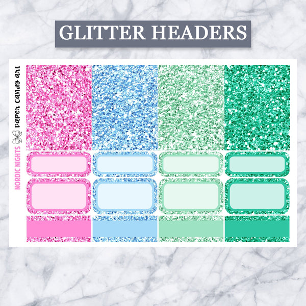 ADD-ONS Nordic Nights // Planner Stickers // double box, glitter headers, full boxes, deco, fashion girls