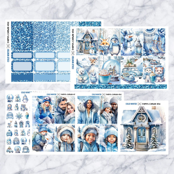 ADD-ONS Cold Winter // Planner Stickers // double box, glitter headers, full boxes, deco, fashion girls