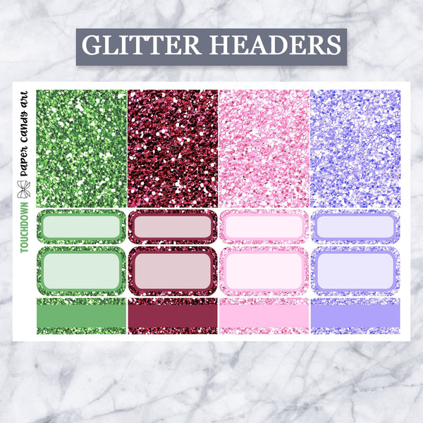 ADD-ONS Touchdown // Planner Stickers // double box, glitter headers, full boxes, deco, fashion girls