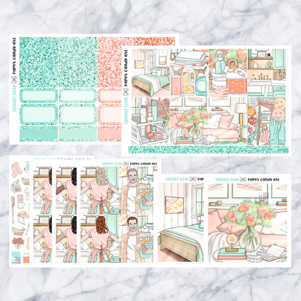 ADD-ONS Squeaky Clean // Planner Stickers // double box, glitter headers, full boxes, deco, fashion girls