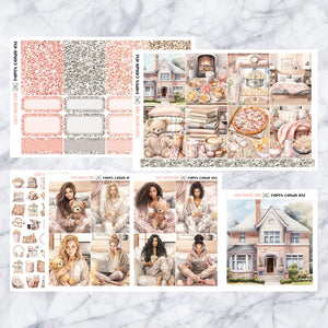 ADD-ONS Cozy Movie Time // Planner Stickers // double box, glitter headers, full boxes, deco, fashion girls