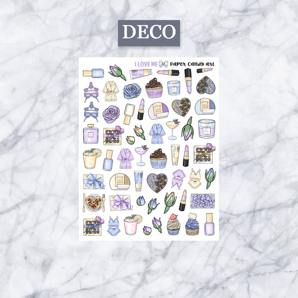 ADD-ONS I Love Me // Planner Stickers // double box, glitter headers, full boxes, deco, fashion girls
