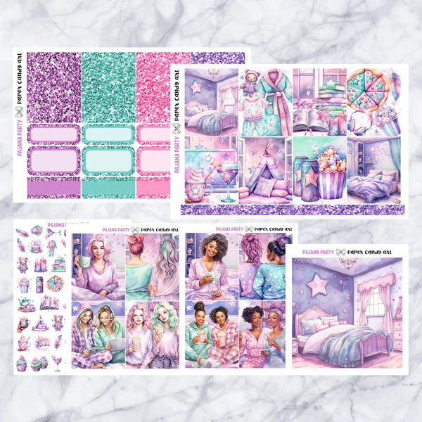 ADD-ONS Pajama Party // Planner Stickers // double box, glitter headers, full boxes, deco, fashion girls