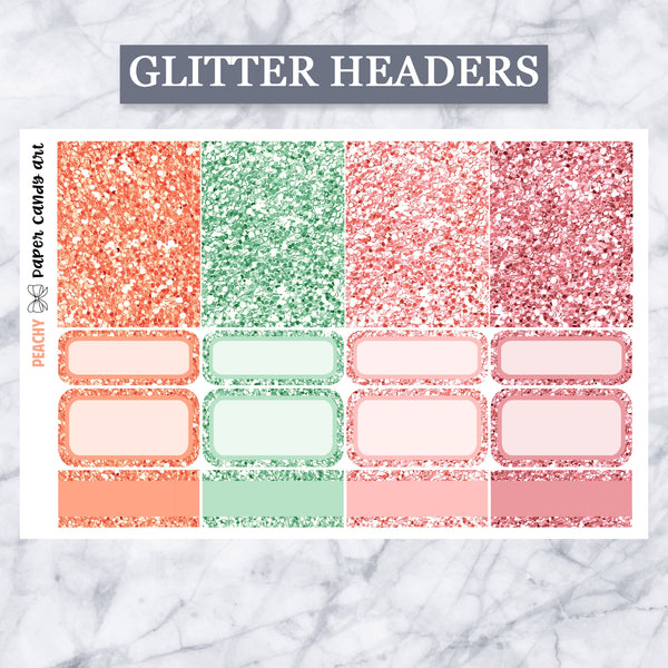 ADD-ONS Peachy // Planner Stickers // double box, glitter headers, full boxes, deco, fashion girls