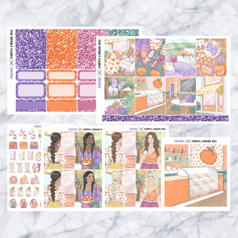 ADD-ONS Peaches // Planner Stickers // double box, glitter headers, full boxes, deco, fashion girls