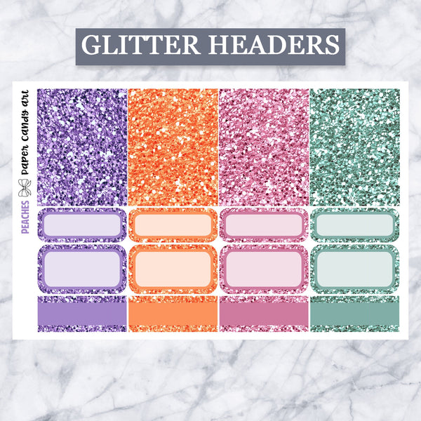 ADD-ONS Peaches // Planner Stickers // double box, glitter headers, full boxes, deco, fashion girls