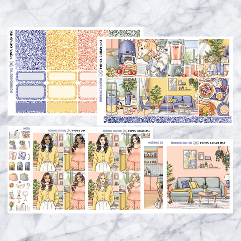ADD-ONS Morning Routine // Planner Stickers // double box, glitter headers, full boxes, deco, fashion girls