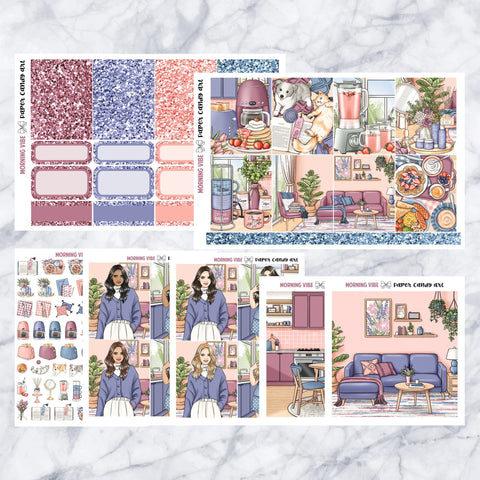 ADD-ONS Morning Vibe // Planner Stickers // double box, glitter headers, full boxes, deco, fashion girls