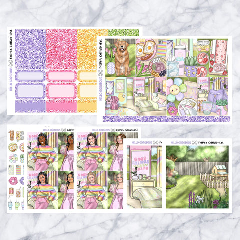ADD-ONS Hello Gorgeous // Planner Stickers // double box, glitter headers, full boxes, deco, fashion girls