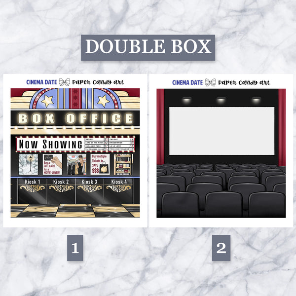 ADD-ONS Cinema Date // Planner Stickers // double box, glitter headers, full boxes, deco, fashion girls