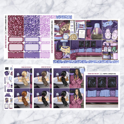 ADD-ONS Done For The Day // Planner Stickers // double box, glitter headers, full boxes, deco, fashion girls