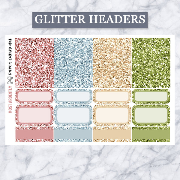 ADD-ONS Most Ardently // Planner Stickers // double box, glitter headers, full boxes, deco, fashion girls